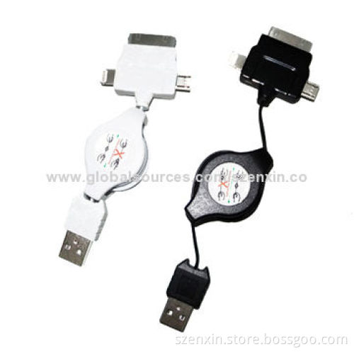 6-in-1 Multifunction Retractable Cable for iPhone 4/5, Micro USB Port